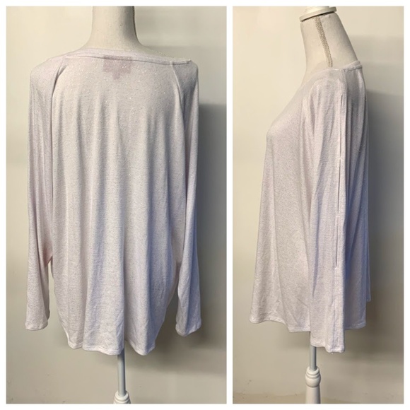 NWT Jennifer Lopez White Glitter Cut Out Arm Top - Picture 6 of 8